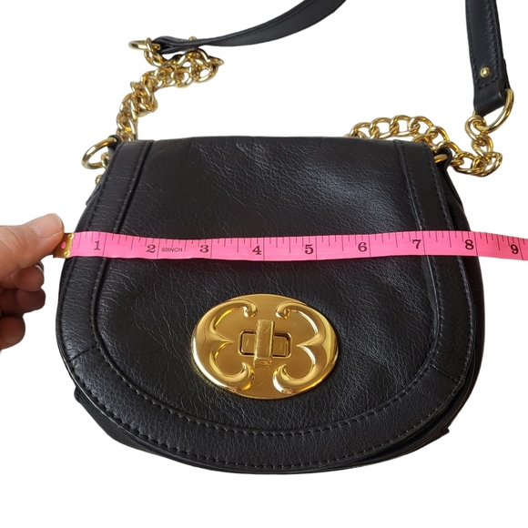 Emma Fox Black Pebbled Leather Gold Chain Crossbody Bag - Picture 4 of 9